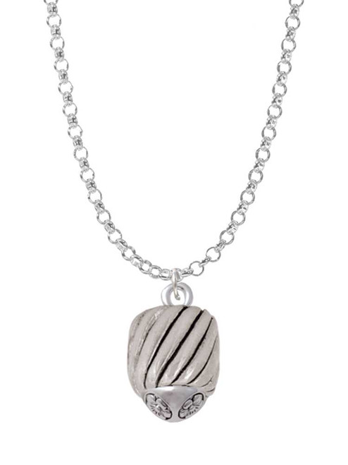 Wide Diagonal Cable Spinner Charm Necklace