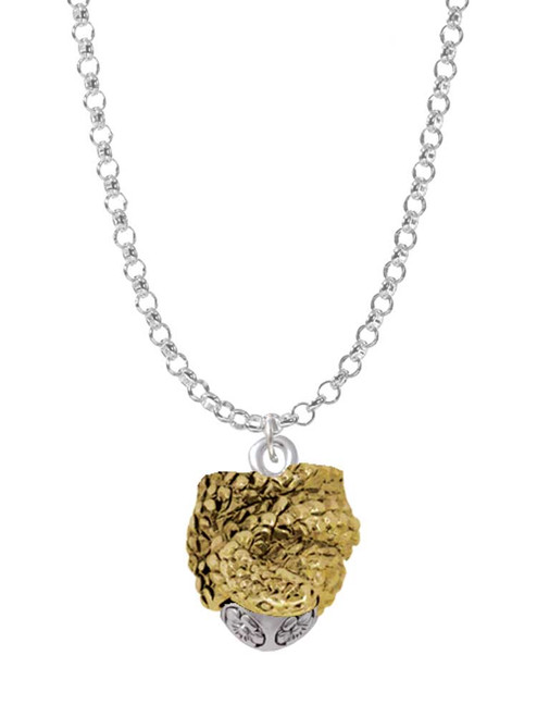 Snake Wrapped Around Spinner Gold Tone Spinner Charm Necklace