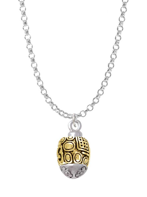 Fancy Geometric Pattern Gold Tone Spinner Charm Necklace