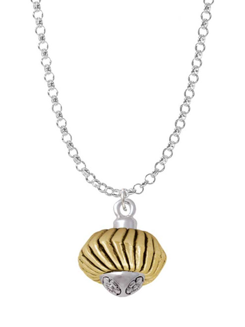 Large Angled Rope Gold Tone Spinner Charm Necklace