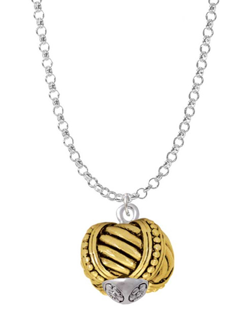 Large Rope with Cross Spinners Gold Tone Spinner Charm Necklace