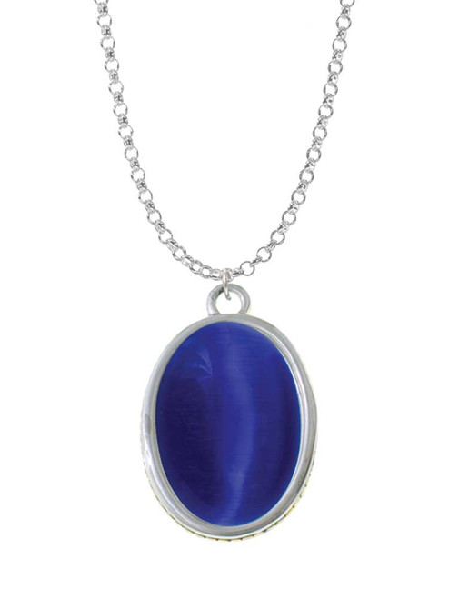 Oval - Imitation Cat's Eye - Blue - Charm Necklace