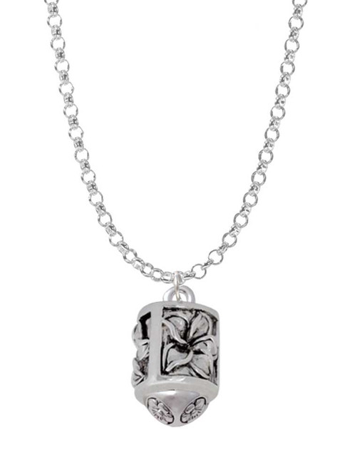 Antiqued Plumeria Flowers Spinner Charm Necklace