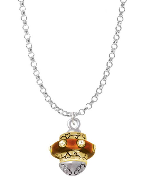 Translucent Brown Center with Clear Crystals Gold Tone Spinner Charm Necklace