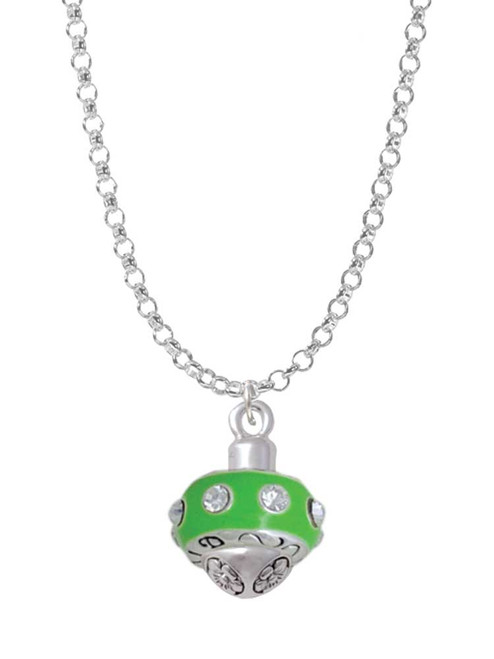 Lime Green with Crystals Spinner Charm Necklace