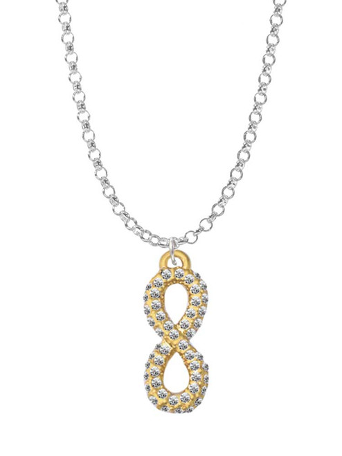 Crystal Gold Tone Infinity Sign Charm Necklace
