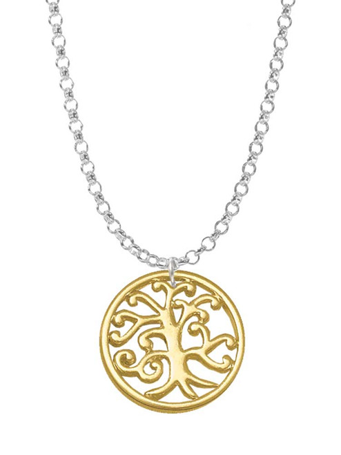 Gold Tone Tree of Life Cutout Charm Necklace
