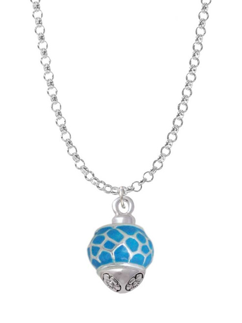 Hot Blue Giraffe Print Spinner Charm Necklace