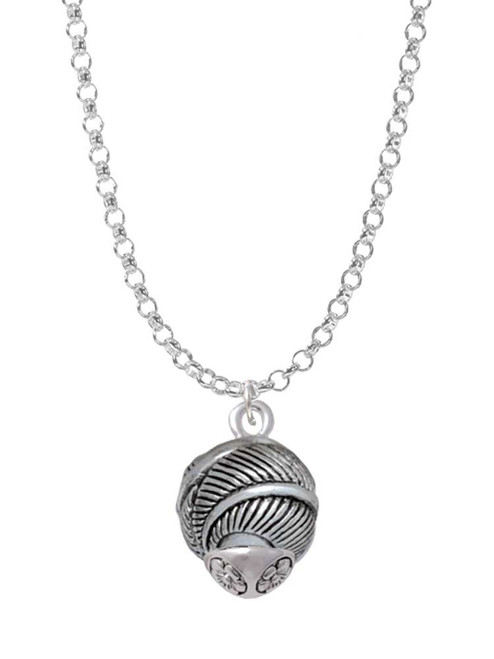 Silver Tone Feather Spinner Charm Necklace
