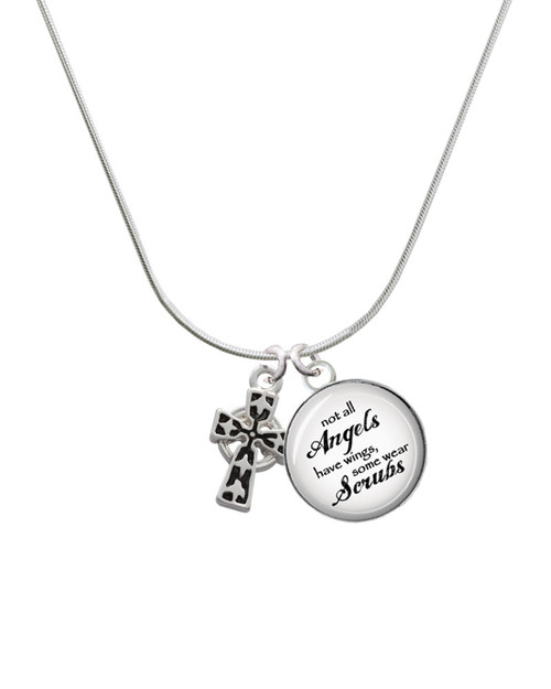 Antiqued Celtic Cross - Angels Wear Scrubs Necklace