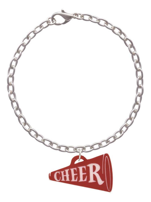 Acrylic 1.25" Maroon Cheer Megaphone Charm Bracelet