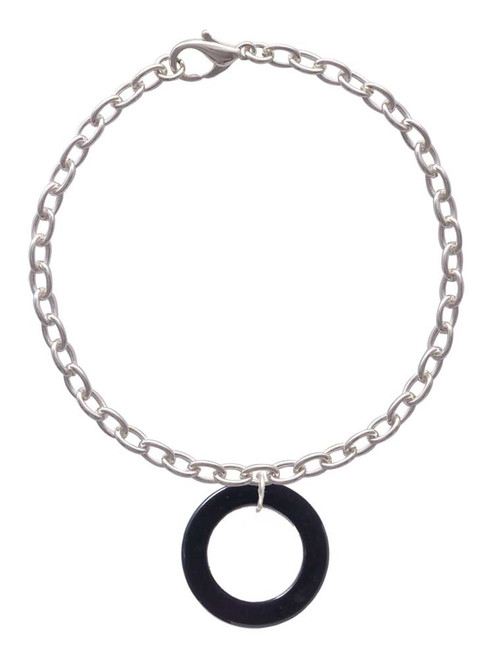 Acrylic 7/8" Ring Black Charm Bracelet