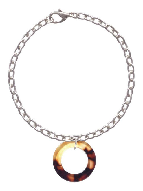 Acrylic 7/8" Ring Mixed Brown and Yellow Charm Bracelet