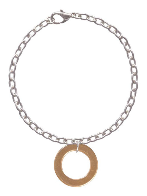 Acrylic 7/8" Ring Gold Tone Charm Bracelet