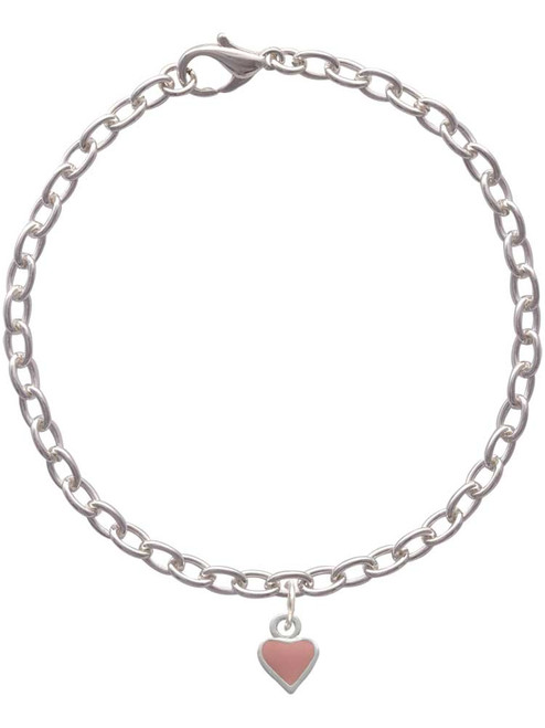 Mini Two Sided Pink Heart Charm Bracelet
