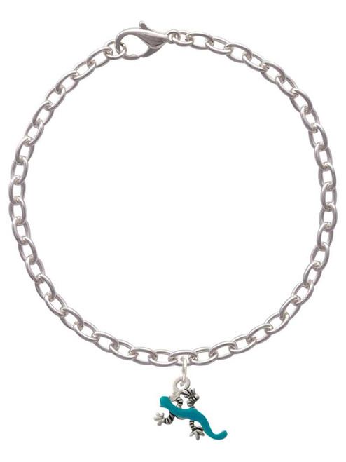 Small Teal Lizard Charm Bracelet