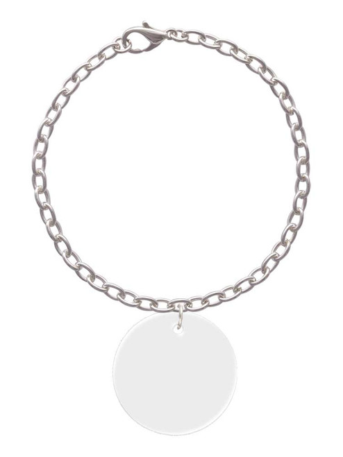 Acrylic 1 1/8" Disc Imitation Pearl Charm Bracelet