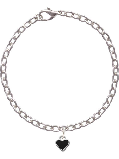 Mini Two Sided Black Heart Charm Bracelet