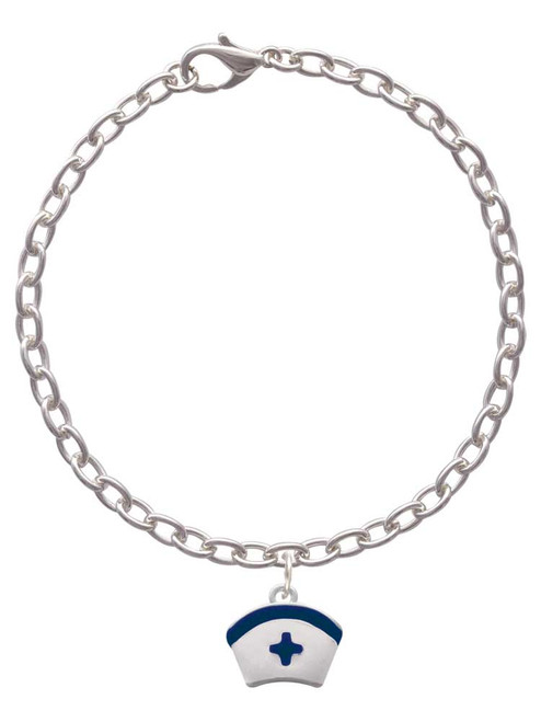 Nurse Hat with Blue Cross Charm Bracelet