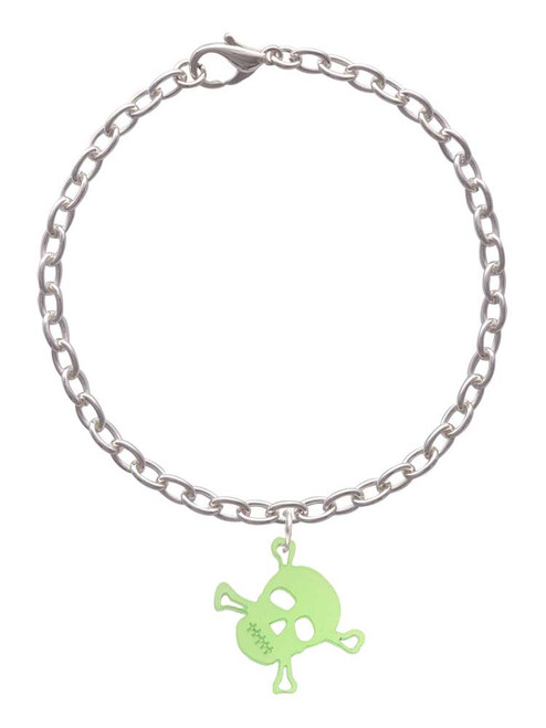 Acrylic Small Lime Green Skull Charm Bracelet