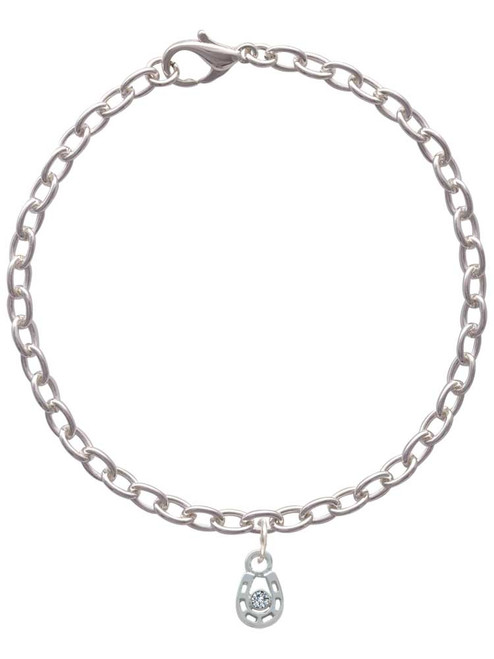 Mini Horseshoe with Clear Crystal Charm Bracelet