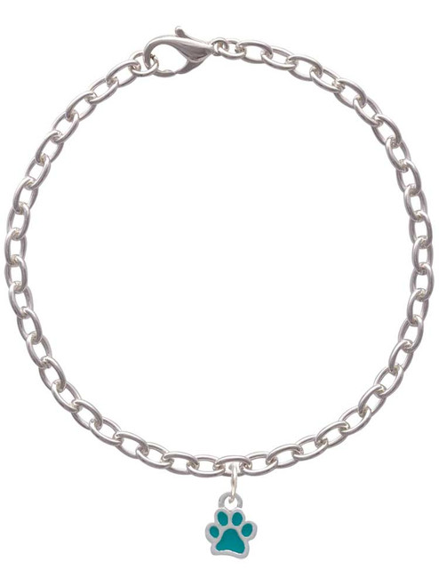 Mini Translucent Teal Paw Charm Bracelet