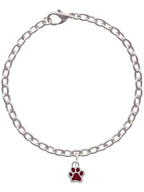 Mini Translucent Maroon Paw Charm Bracelet