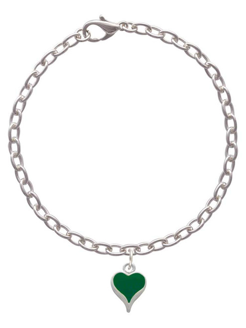 Small Long Green Heart Charm Bracelet