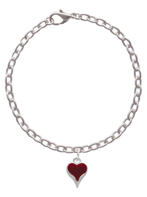 Small Long Maroon Heart Charm Bracelet