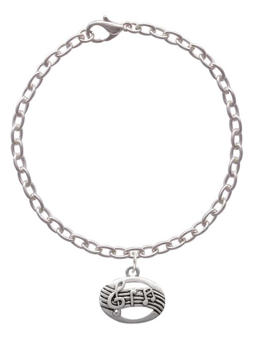 Oval with Music Notes Charm Bracelet