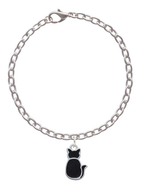 Large 2-D Black Cat Back Charm Bracelet
