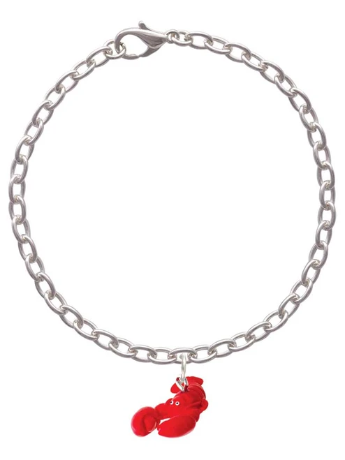 Resin Curved Red Lobster Charm Bracelet
