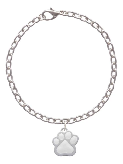 Large White Paw Charm Bracelet