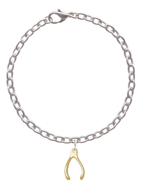 Gold Tone Wishbone Charm Bracelet