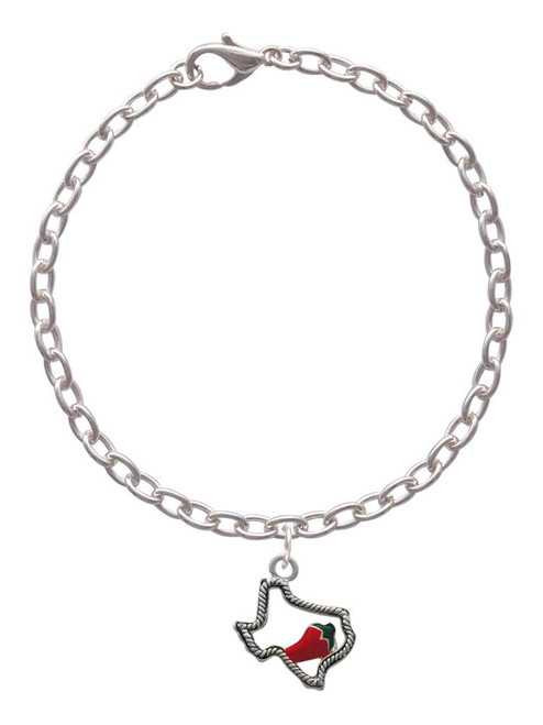 Texas Outline with Jalapeno Charm Bracelet