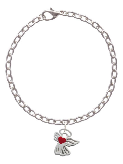 Lined Angel with Red Heart Charm Bracelet