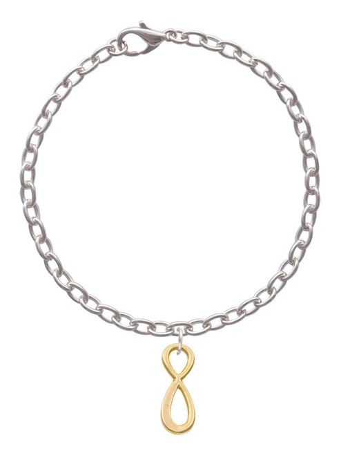 Medium Elegant Gold Tone Infinity Sign Charm Bracelet