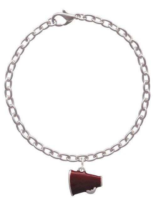 Small Maroon Megaphone Charm Bracelet