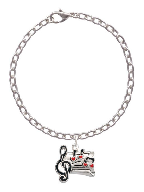 Music Sheet with Hearts Charm Bracelet