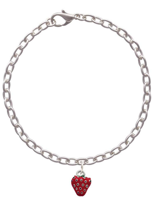 Mini Red Enamel Strawberry Charm Bracelet