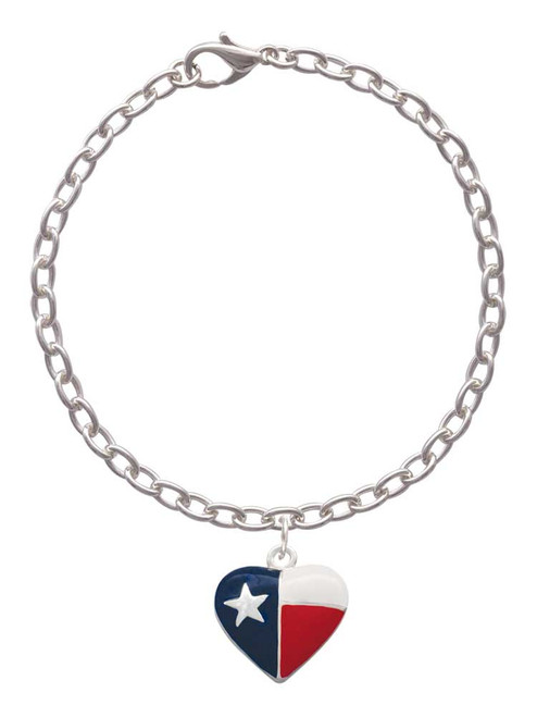 Texas Lone Star Heart Charm Bracelet