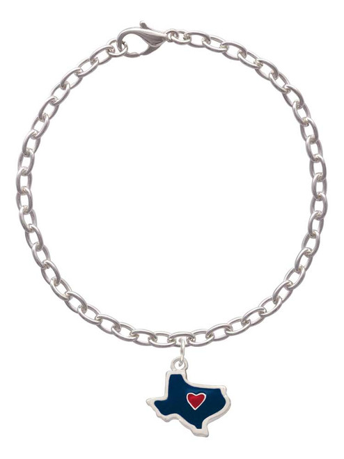 Blue Texas with Red Heart Charm Bracelet