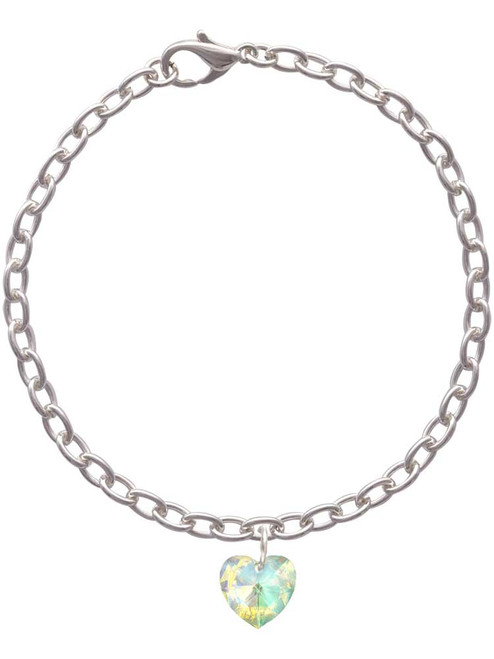 Clear AB Crystal Heart Charm Bracelet