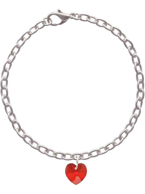 Red Crystal Heart Charm Bracelet