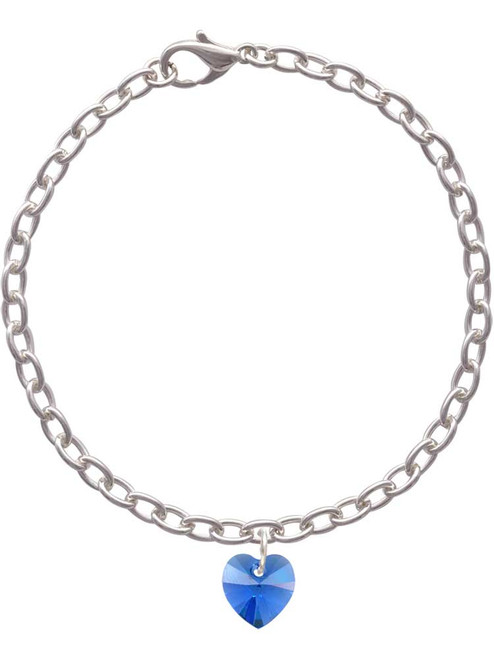 Blue Crystal Heart Charm Bracelet