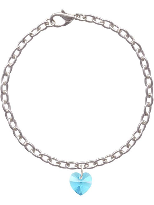 Hot Blue Crystal Heart Charm Bracelet
