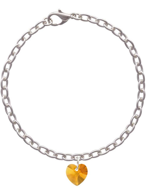 Yellow Crystal Heart Charm Bracelet