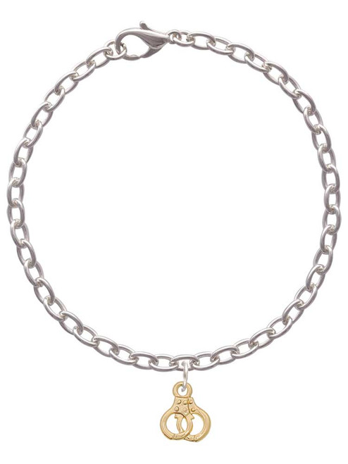Mini Gold Tone Handcuffs Charm Bracelet