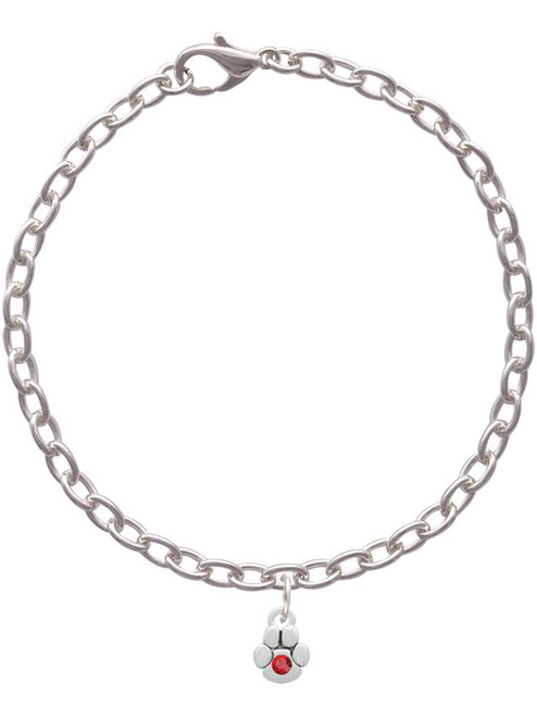 Mini Paw with Red Crystal Charm Bracelet