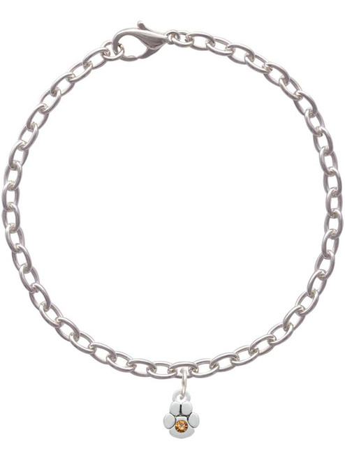 Mini Paw with Yellow Crystal Charm Bracelet